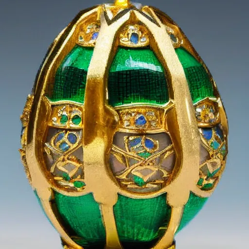 Prompt: faberge egg of the dragon with emeralds and gold