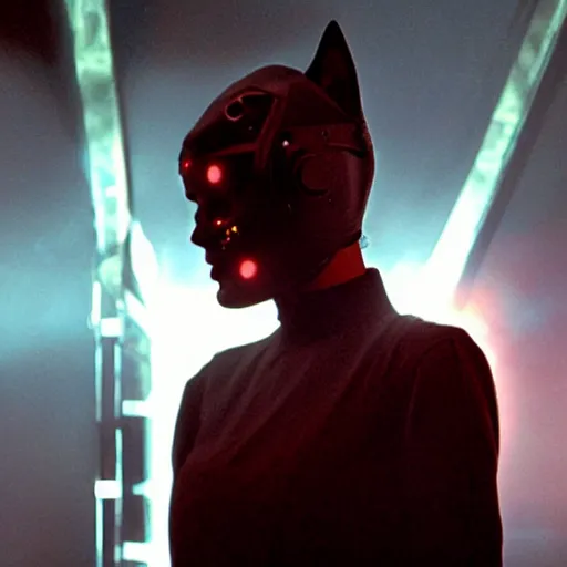 Prompt: movie still of cat cyborg, cinematic composition, cinematic light, by edgar wright and david lynch