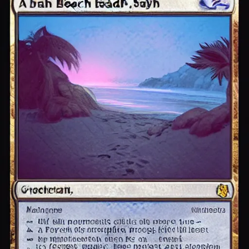 Image similar to a beach landscape, magic the gathering style
