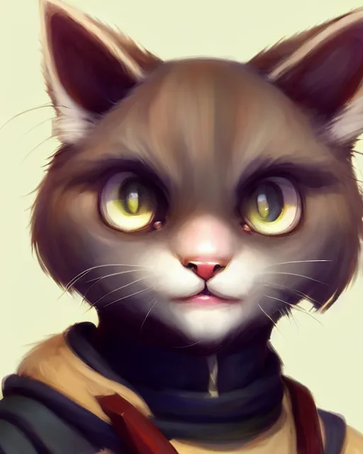 Image similar to character concept art of a cute young male anthropomorphic furry cat | | cute - fine - face, pretty face, key visual, realistic shaded perfect face, fine details by stanley artgerm lau, wlop, rossdraws, james jean, andrei riabovitchev, marc simonetti, and sakimichan, trending on artstation