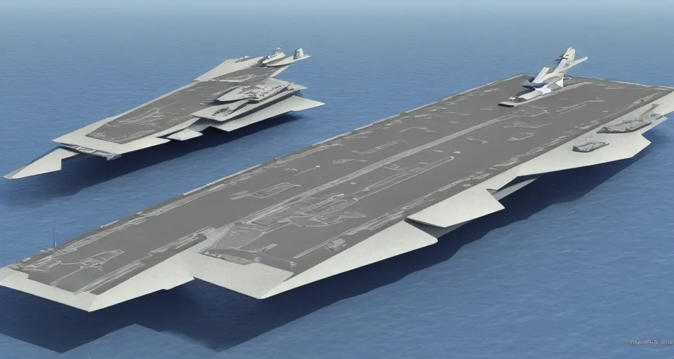 Prompt: an elaborate sci-fi stealth aircraft carrier design, modern, detailed, concept art, stealth, sleek, obsidian
