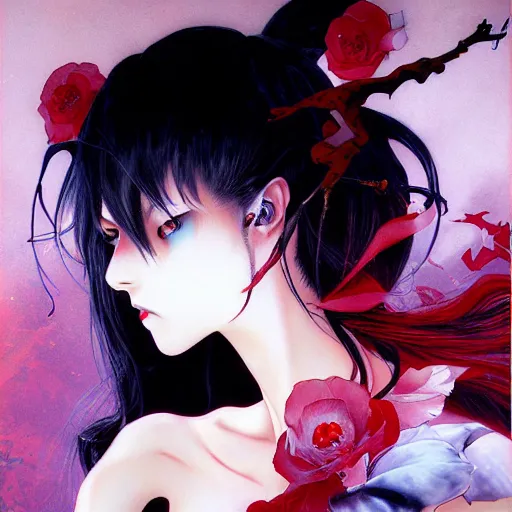 Image similar to vampire beautiful girl soft light painted by james jean and katsuhiro otomo and erik jones, inspired by evangeleon anime, smooth face feature, intricate oil painting, high detail illustration, sharp high detail, manga and anime 1 9 9 9