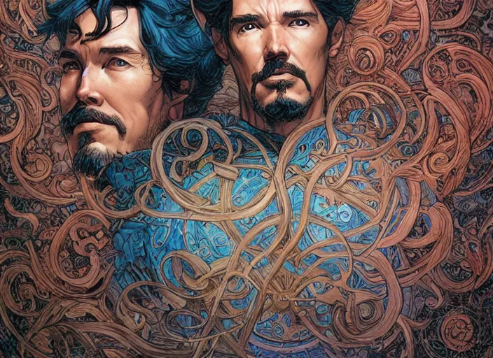 Image similar to a highly detailed comic portrait of stephen strange, james gurney, james jean