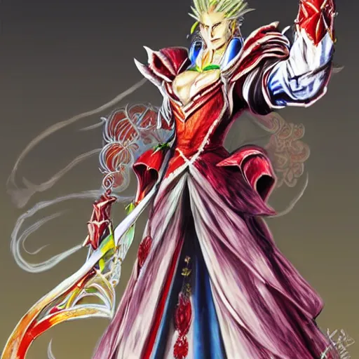 Image similar to kefka palazzo using a smartphone by yoshitaka amano, concept art