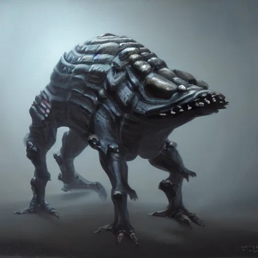 Prompt: creature ramping towards you in the dark, concept art, oil painting