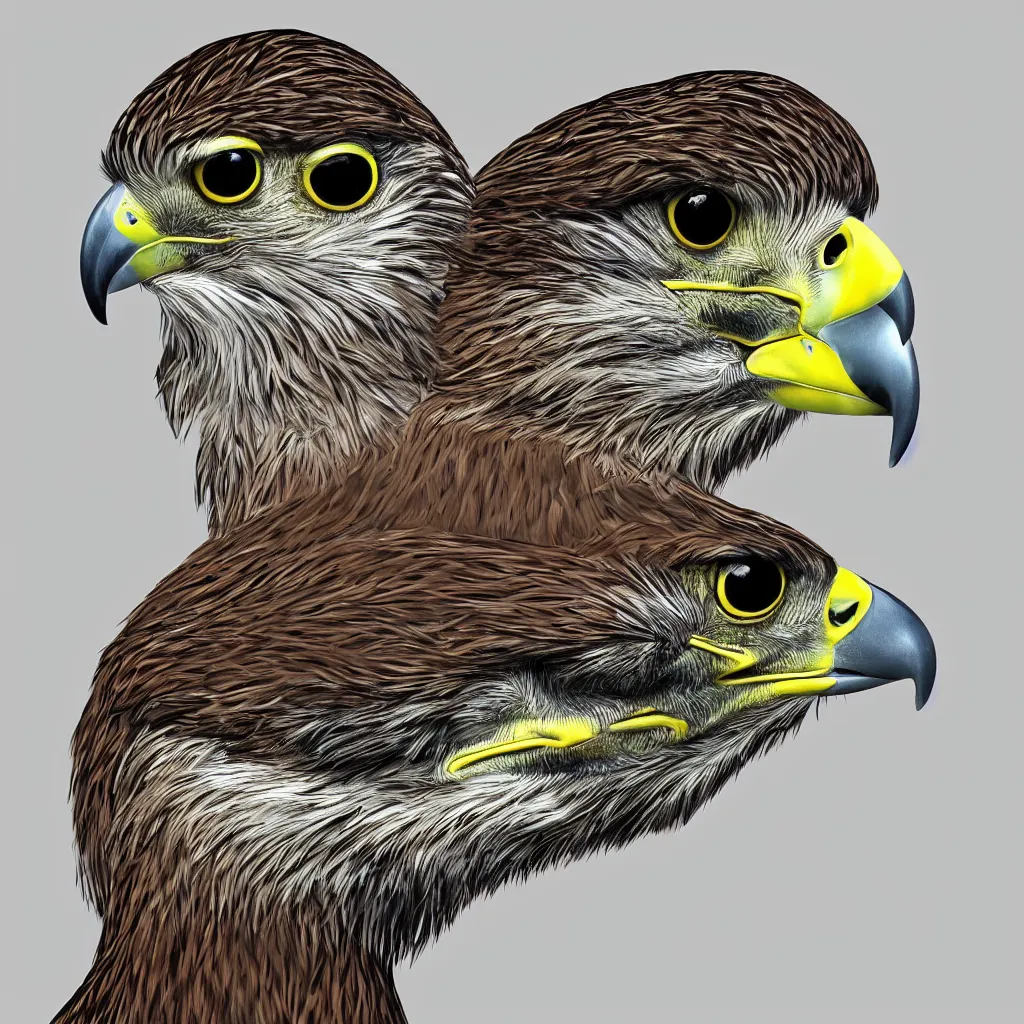 Prompt: Falcon bird face, low poly effect, 2d