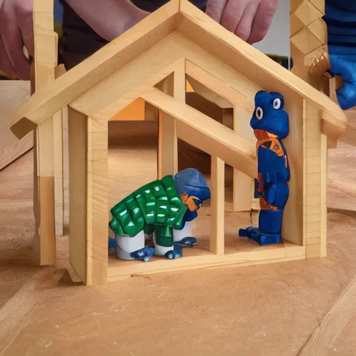 Image similar to Pepe building house together