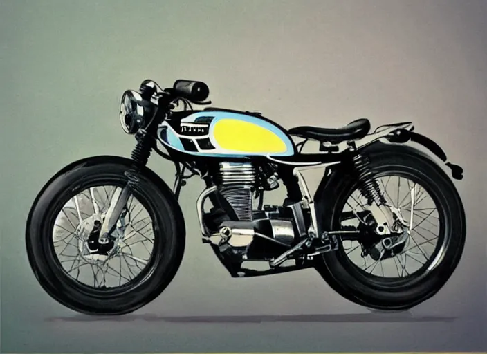 Prompt: “ 1 9 5 0 s motorcycle cafe racer scrambler, by dieter rams and chris foss and syd mead ”