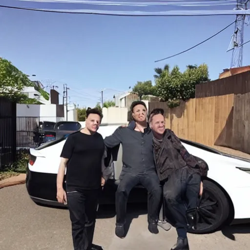 Prompt: elon musk hanging out on grove street, chilling with the ballas