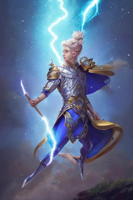 Prompt: legendary fairy prince casting a lightning spell,, lightning energy, blue energy, highly detailed, d & d, fantasy, highly detailed, digital painting, trending on artstation, concept art, sharp focus, illustration, global illumination, ray tracing, realistic shaded, art by artgerm and greg rutkowski and fuji choko and viktoria gavrilenko and hoang lap