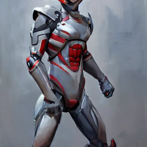 Image similar to greg manchess portrait painting of armored spiderman ultraman grey fox from metal gear cyborg gay japanese - american hybrid as overwatch character, medium shot, asymmetrical, profile picture, organic painting, sunny day, matte painting, bold shapes, hard edges, street art, trending on artstation, by huang guangjian and ail elvgren and sachin teng