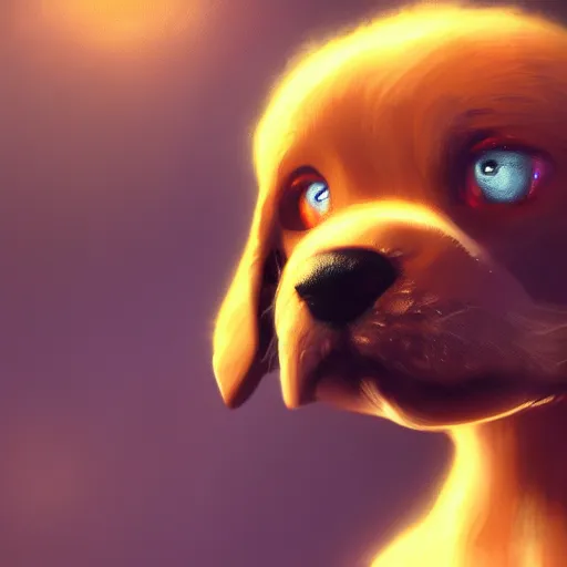 Image similar to puppy as a DJ, 8k, fantasy, intricate, cinematic lighting, highly detailed, digital painting, artstation, concept art, smooth, sharp focus, illustration, by Pixar