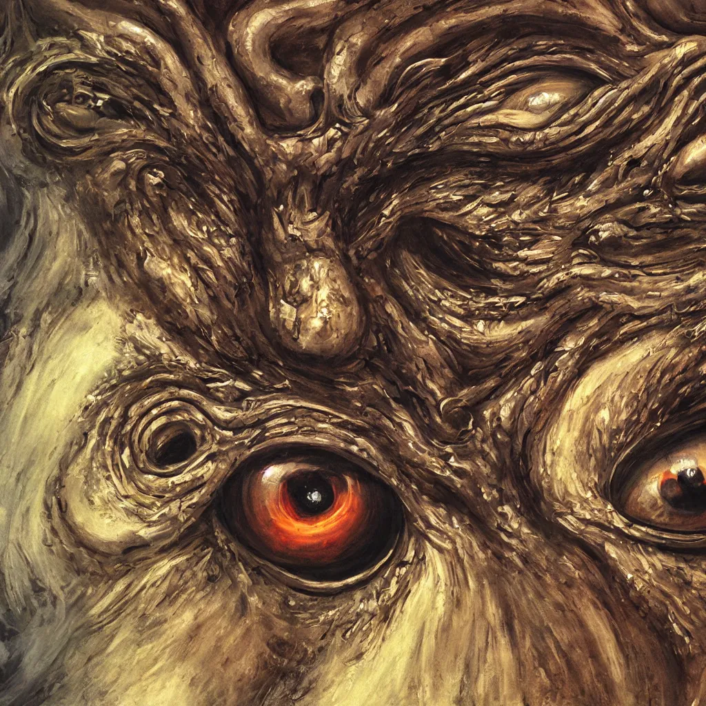 Prompt: a detailed painting of a epic monster with several eyes , 16K ultra-realistic 3D, crying engine