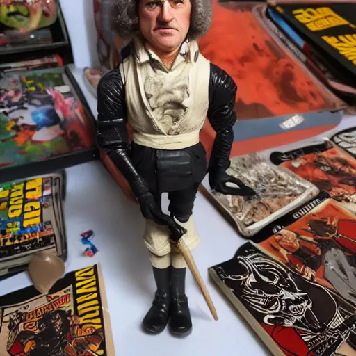 Image similar to 1 7 th century john von neumann wearing a wig stop motion vinyl action figure, plastic, toy, butcher billy style