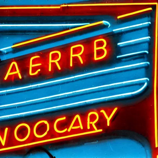 Prompt: color kodachrome photograph of an american city street in 1 9 3 2. neon sign, americana