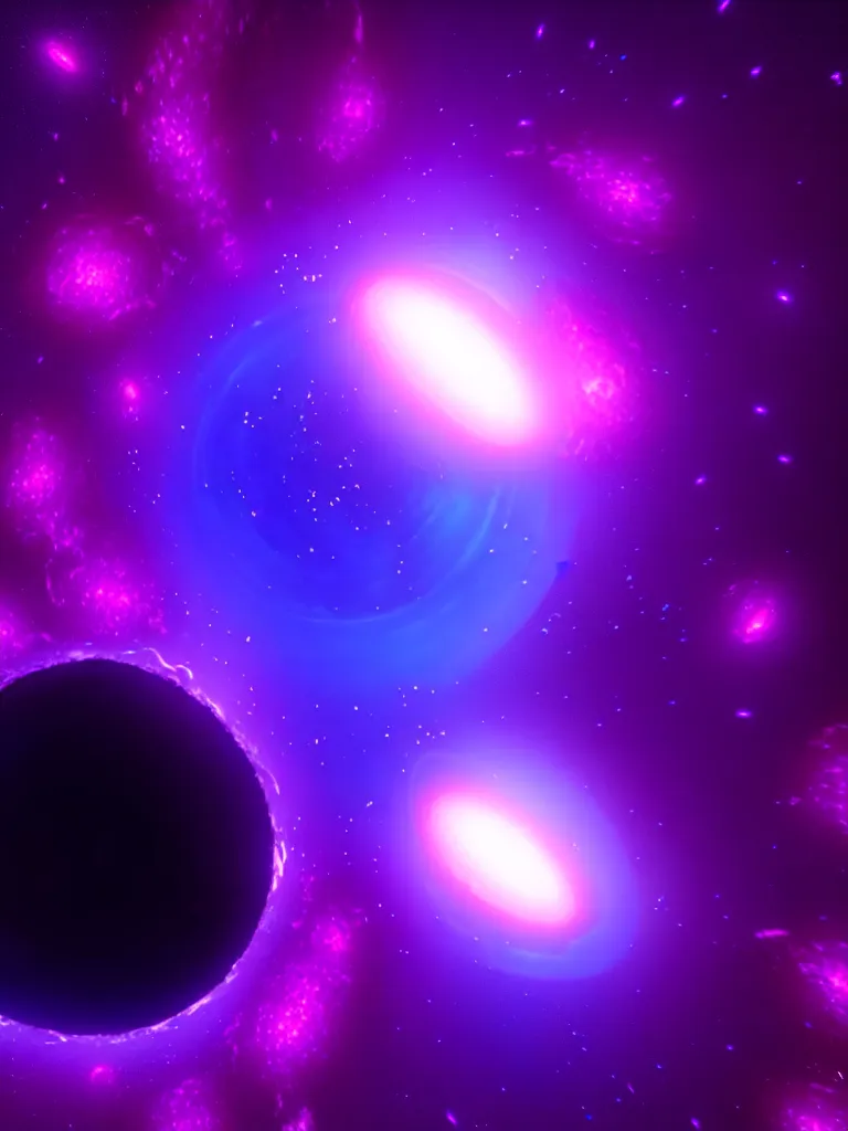 Prompt: black hole destroying a universe,, atmospheric, cosmos, purple and blue, intricate details, ultra realistic, unreal engine 5, highly detailed vfx, cinematic