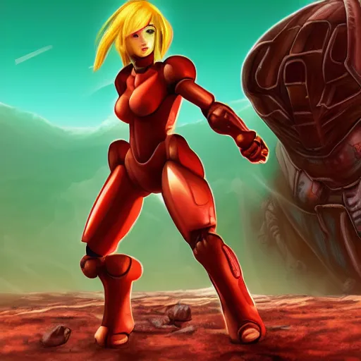 Image similar to Samus Aran on Mars