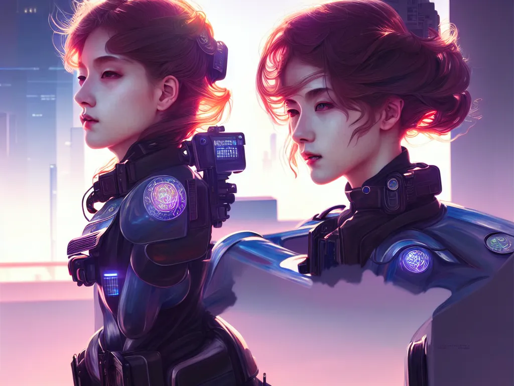 Image similar to portrait futuristic police girl, at future neon light tokyo rooftop, ssci - fi and fantasy, intricate and very very beautiful and elegant, highly detailed, digital painting, artstation, concept art, smooth and sharp focus, illustration, art by tan zi and ayanamikodon and alphonse mucha and wlop