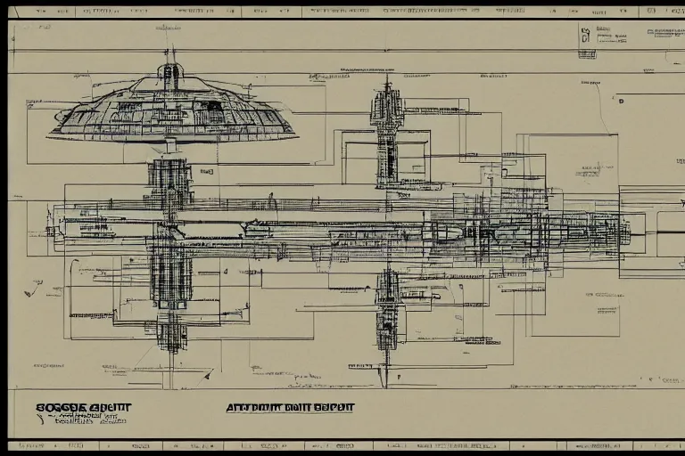 Image similar to alien spaceship blueprint schematics