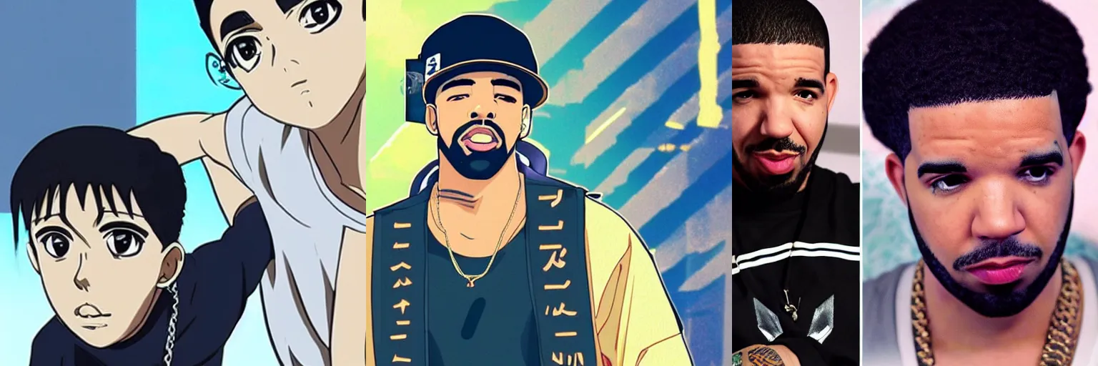 Prompt: Rapper Drake in an anime