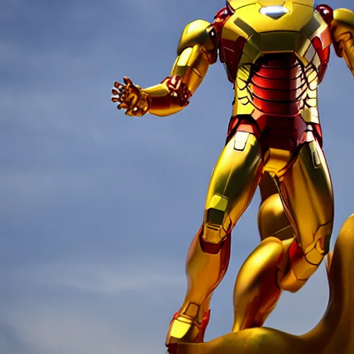 Prompt: golden sculpture of Iron Man