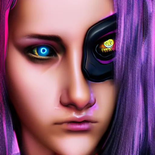 Prompt: cyberpunk girl close up portrait