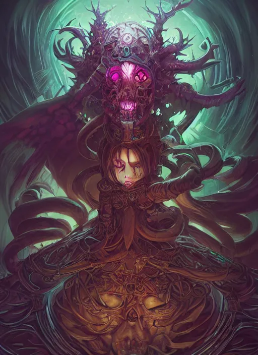 Image similar to fineart illustration of the necromancer, illustrated by ross tran and dan mumford, hyper detailed, fantasy surrealism, crisp