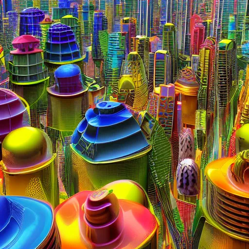 Prompt: architecture based on insects, full of color, futuristic city, 3 d render, focused