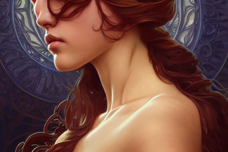 Image similar to symmetry!! intense fanart of acotar protagonist, intricate, elegant, highly detailed, my rendition, digital painting, artstation, concept art, smooth, sharp focus, illustration, art by artgerm and greg rutkowski and alphonse mucha