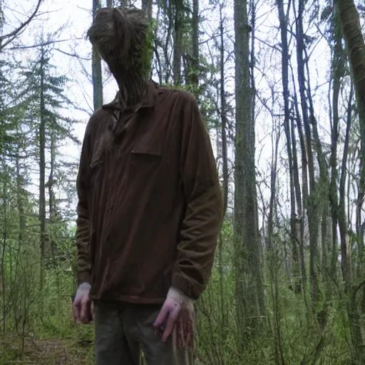 Image similar to tall creepy man on the woods, found footage