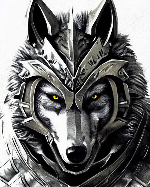 Prompt: wolf, fantasy art, armored young wolf squire, heavy armor, intricate design, artstation, amazing fantasy art, award winning, trending