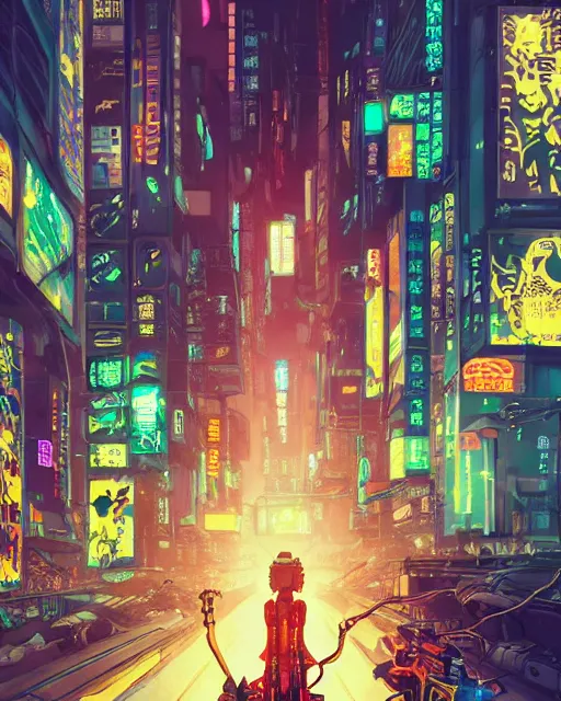 Anime Cyberpunk City Painting Diagonal Camera · Creative Fabrica