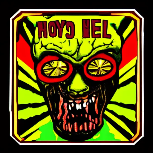 Prompt: floyd went to hell, floyd scary art, hell style art, icon in color