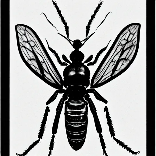 Prompt: insect, black and white, botanical illustration