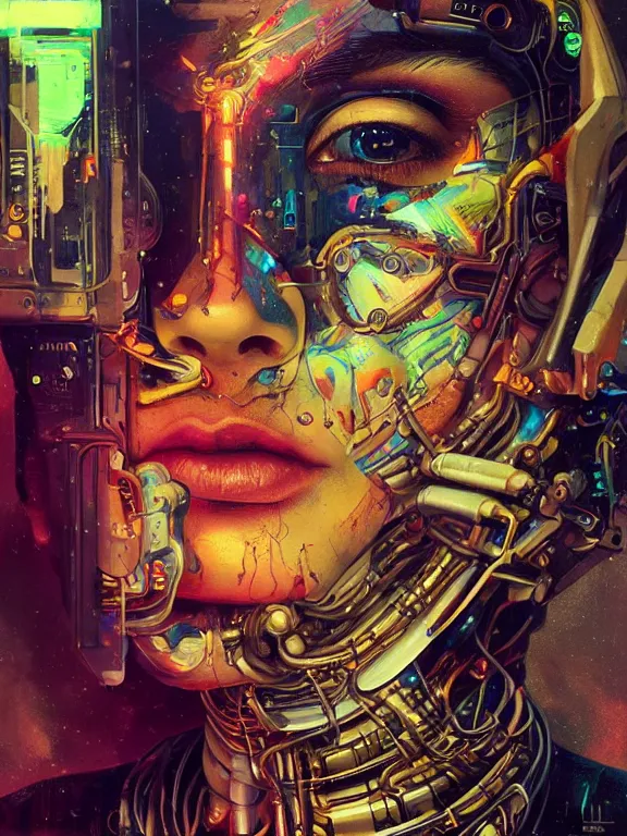 Prompt: art portrait of cybernetic organism,8k,by tristan eaton,Stanley Artgermm,Tom Bagshaw,Greg Rutkowski,Carne Griffiths,trending on DeviantArt,face enhance,hyper detailed,minimalist,cybernetic, android, blade runner,full of colour,