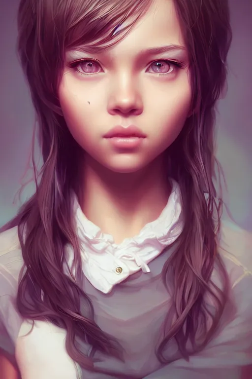 Prompt: very cute girl portrait, highly detailed eyes, intricate details, by artgerm, tooth wu, dan mumford, beeple, wlop, unreal engine 5 rendering