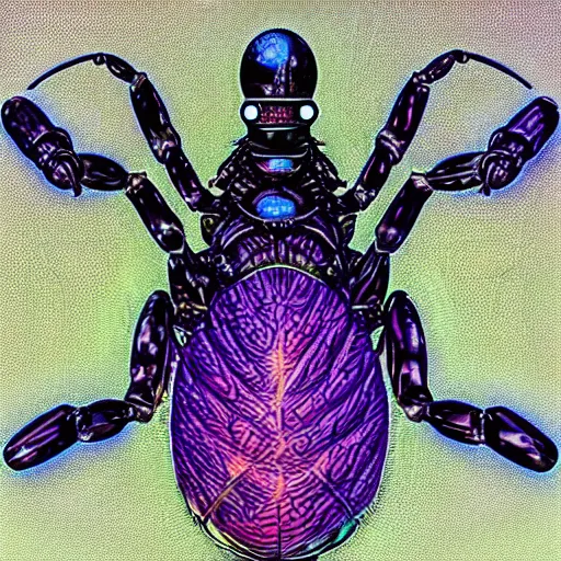 Image similar to layerd 8 legged extraterrestrial galaxy crystal badger cantaloupe seed roadster , by Stanisław Szukalski and Jeff Easley and Warwick Goble , synthwave , pop art , #macro