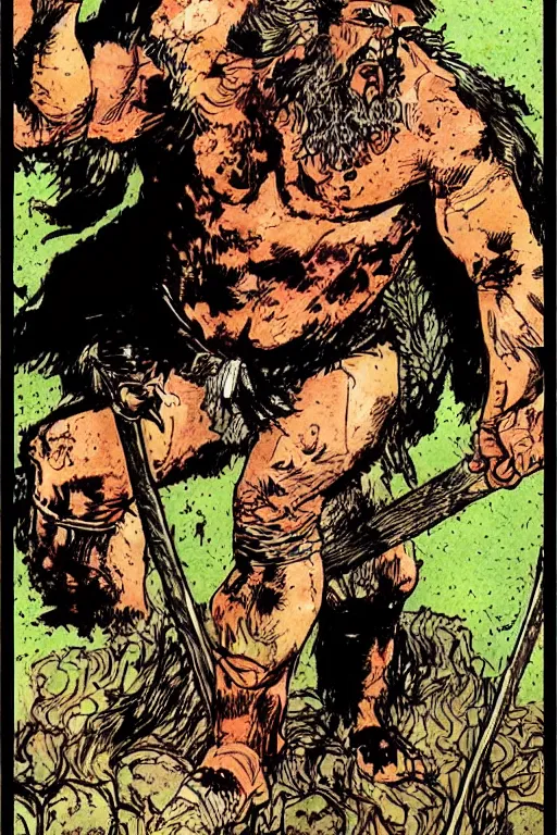 Image similar to ancient historically accurate depiction of the Bible Character Goliath of Gath, the Philistine warrior giant by frank miller