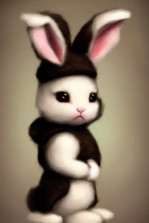 Image similar to matte sharp painting cute little fluffy bunny, a wool felted dream, painted by mark ryden, artgerm, artstation behance storybook l