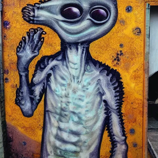 Image similar to alien life, fresco