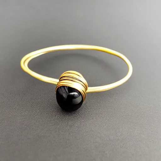 Image similar to arcaic Primitive Gold Bangle, 14K Gold Wire, Single Center sinister gem, Shungite Bangle, Mineral and Gold Jewelry, Product Photography