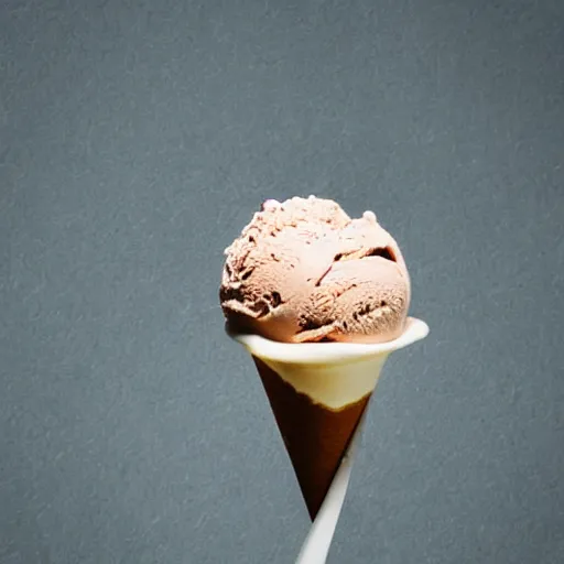 Image similar to earth made of ice cream, in a cone, which is melting under the heat