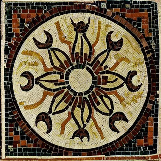 Image similar to a beautiful ancient roman mosaic of penrose tiles
