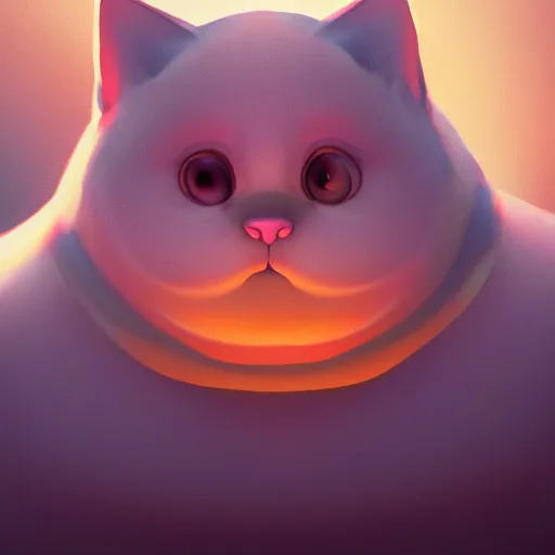 Prompt: a beautiful fat lady cat creature is feeling very very hungry. close - up, beautiful sky, volumetric lighting, sharp focus, ultra detailed, cgsociety