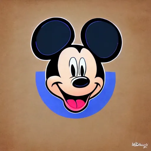 Image similar to digital art, trending on artstation, mickey mouse with the joker's smile playing russian roulette