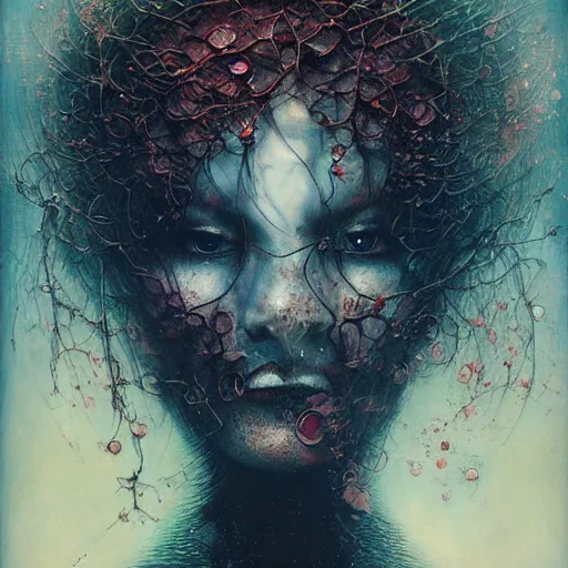 Image similar to uhd photorealistic chained justice, by ayami kojima, yoshitaka amano, esao andrews, karol bak, mark brooks, tonalism, rich deep colors. beksinski painting, art by adrian ghenie and gerhard richter. art by takato yamamoto. masterpiece