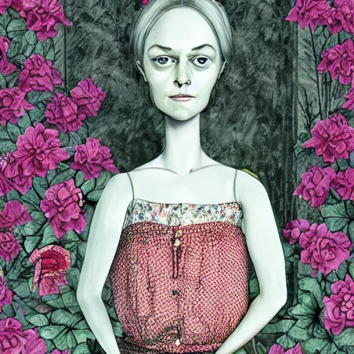 Image similar to hires david firth art portrait of rococco princess in the garden, color page, 4 k, tone mapping, doll, david firth, akihiko yoshida, james jean