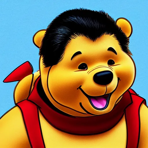 Image similar to Xi Jinping as Winnie the Pooh, hyperdetailed, artstation, digital art, photorealism, accurate, 8k,