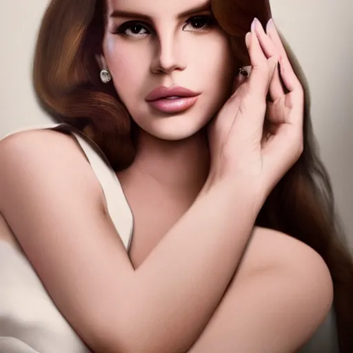 Image similar to Lana del rey in a hand cream commercial, photorealistic, detailed, studio