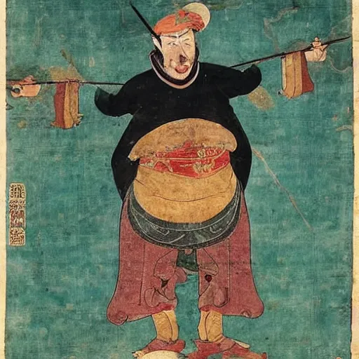 Prompt: tom waits as a mongol khan, chinese medieval art